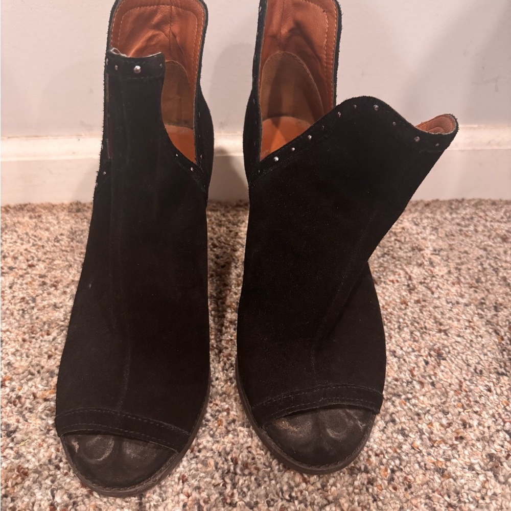 Elegant Black Women's Peep-Toe Ankle Boots